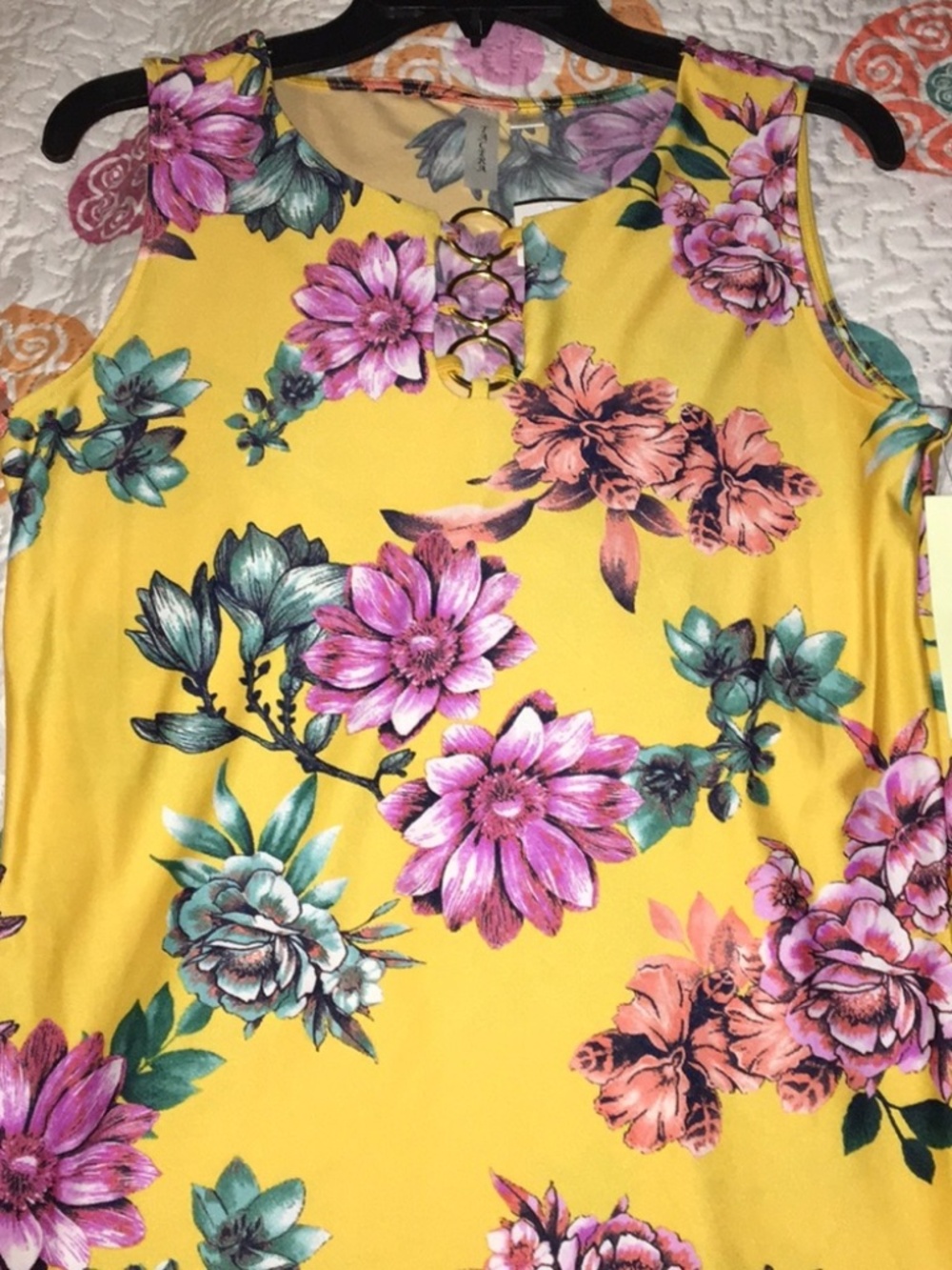 NWT Tacera Sleeveless Yellow Floral Dress